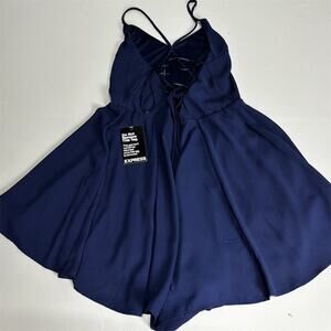 Express Navy Mini LaceUp Romper
